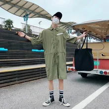 Летние для мужчин досуг Молодежи Короткий комбинезон весна хип хоп Уличная цельнокройный комбинезон забавные волосы стилист шаровары D9070