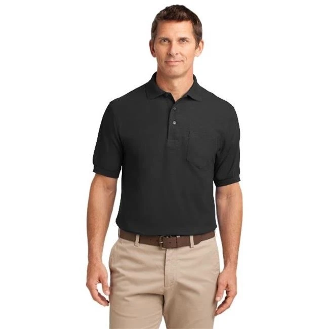 Port Authority TLK500P Mens Silk Touch Polo T Shirt with Pocket Black Extra Large Tall on 