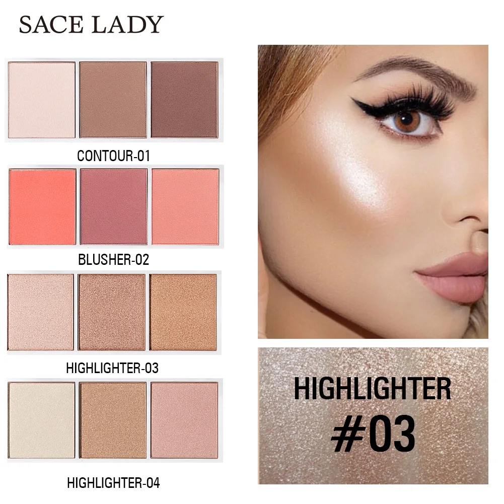SACE LADY 4 цвета Хайлайтер для румян контура палитра контур лица макияжа пудра