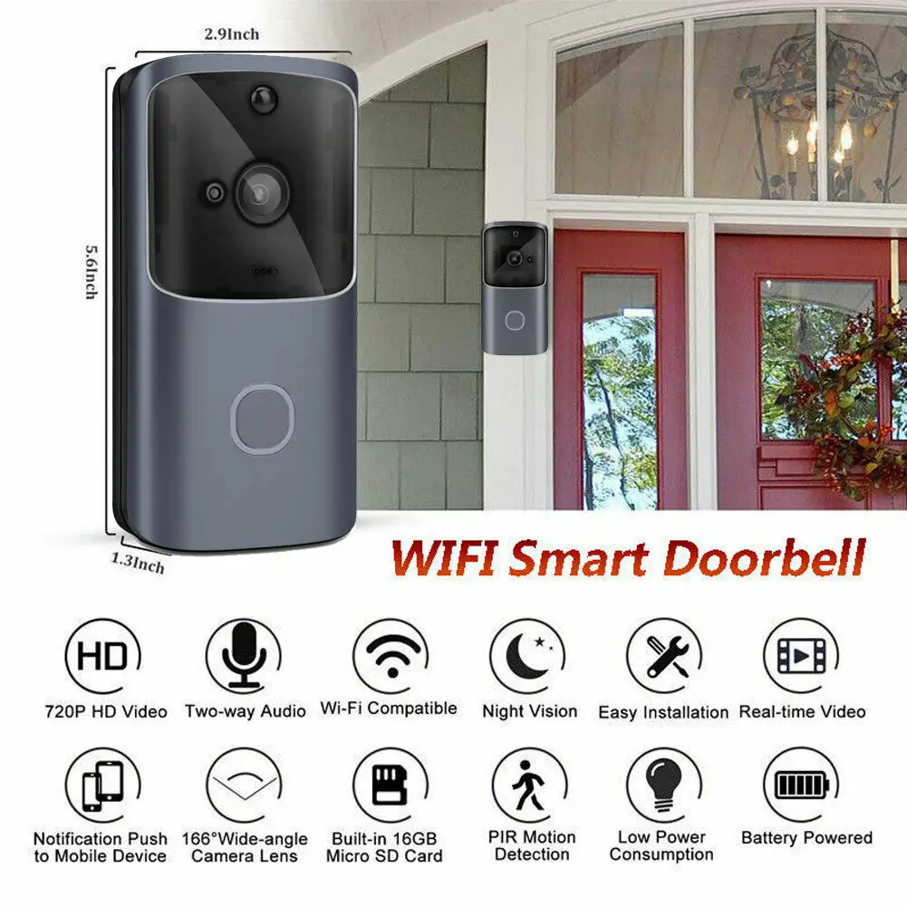 

Wireless Doorbell Camera WiFi Remote Video Door Intercom IR Security Bell Phone