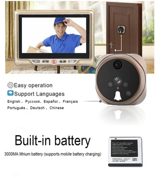 

4.3" LCD Screen Door Camera Motion Detect Phone Recordable Digital Peephole Viewer 32 Ringtones Video Recording Doorbell