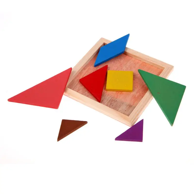 Деревянный Tangram головоломка 3D деревянная развивающая детская игрушка цветная