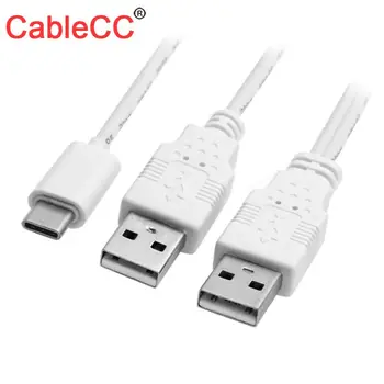 

Jimier CY Cable USB 3.1 Type C USB-C to Dual A Male Extra Power Data Y Cable for Cell Phone & Hard Disk