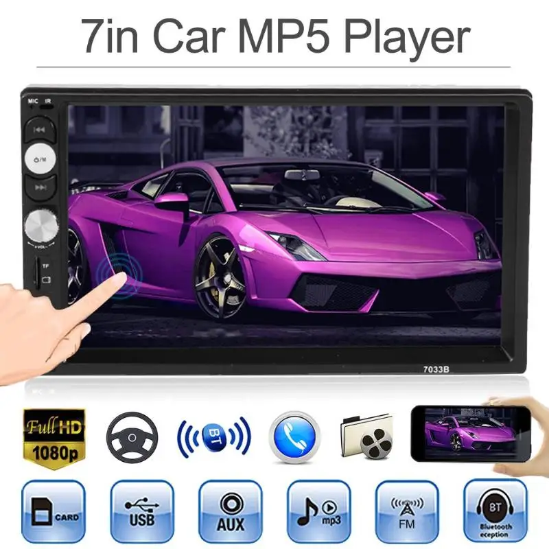 

7033B 7 Inch 2Din Car Stereo MP5 Player FM Radio AUX Head Unit Audio Radio USB Bluetooth Player Autoradio 12V Car Multimedia