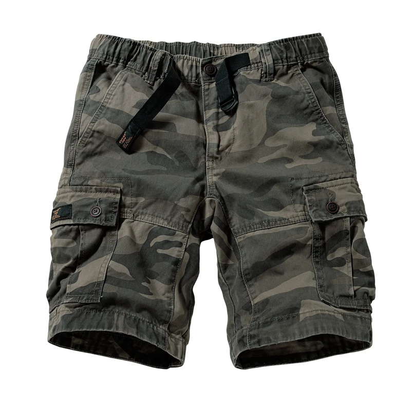 Mens Camouflage Shorts Cargo Military Shorts Casual Multi Pocket Solid Color Loose Shorts Men Army Short 5