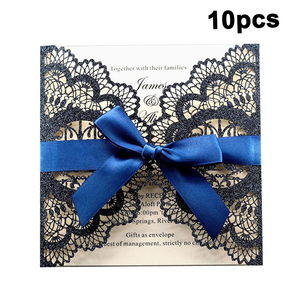  10pcs Laser Cut Lace Edge Invitations Cards Kits for Wedding Bridal Shower Birthday Anniversary Par - 33003279761