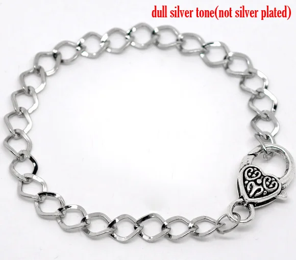 

5 Heart Lobster Clasp Square Chain Bracelets 20cm (B14256)