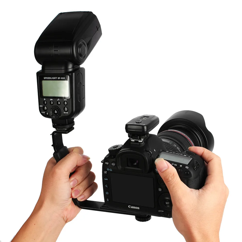 Фото вспышка видеокамера ручка l-образный штатив кронштейн с 2 стандартными боковыми Горячий башмак держатель DSLR