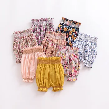 

New Fashion Summer Baby Girls Lantern Kids Flower Patterns Pants Children's Trousers Cotton Hot Short Newborn Clothes