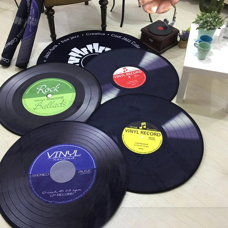 Retro CD Carpet Mat Antique Sofa Chair Cushion Side Non-slip Short Velvet Vinyl Records Model Door Decor Rug | Дом и сад
