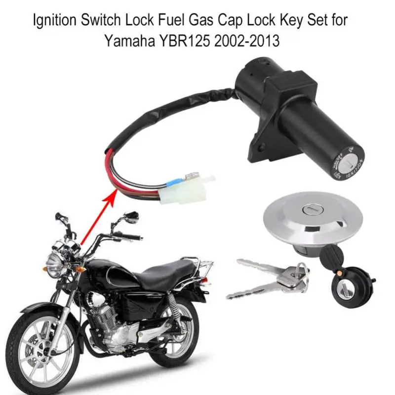 

Motorcycle Scooter Ignition Switch Lock Fuel Gas Cap Lock Key Set for Yamaha YBR125 2002-2013 Motorcycle Ignition Switch
