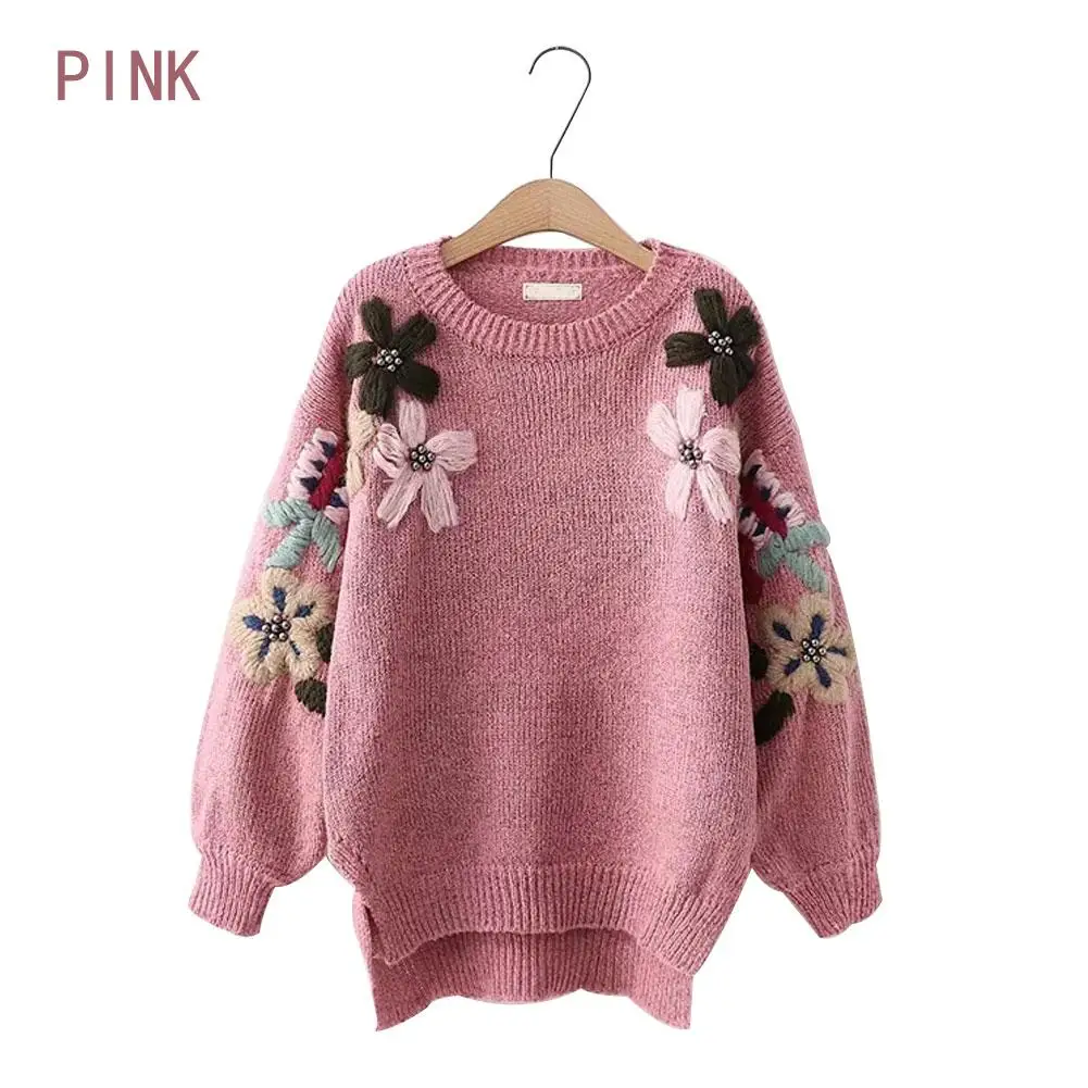 Flower Embroidery Sweater Women Fresh Fashionable Casual Warm Flower Embroidery Sweater For Female Student Autumn Winter Newly