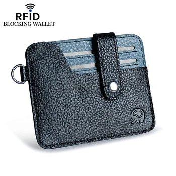 

Genuine Leather Multi Slots Credit ID Card Holders Men Wallets Slim RFID Blocking Real Leather Men's Hasp Cards Case Male