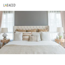 Laeacco Bedroom  Pillow Curtain luxurious Backdrop Photography Backgrounds Customized Photographic Backdrop For Photo Studio