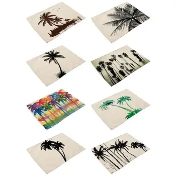 

Concise Beach Coconut Tree Patterns Placemat Table Mats Kitchen Accessories Decoration Home Pad Coaster