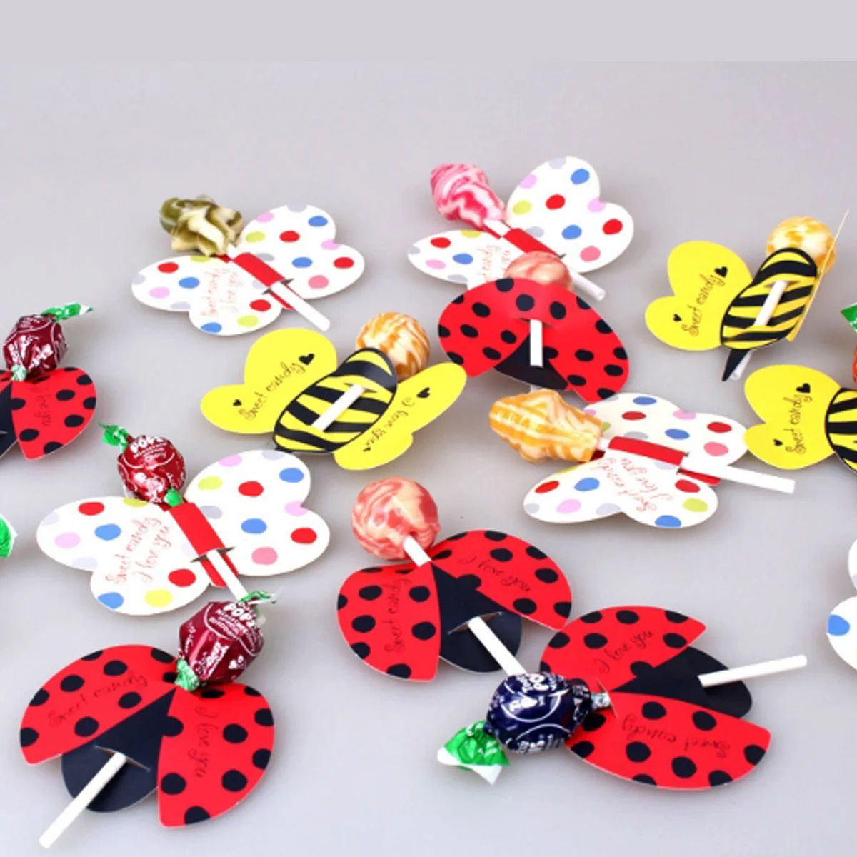 50 pcs/set Animal Bee Practical Boutique Cute Lollipop Decoration Card Birthday Party &amp Wedding Decor &amp Candy Gift For Kid