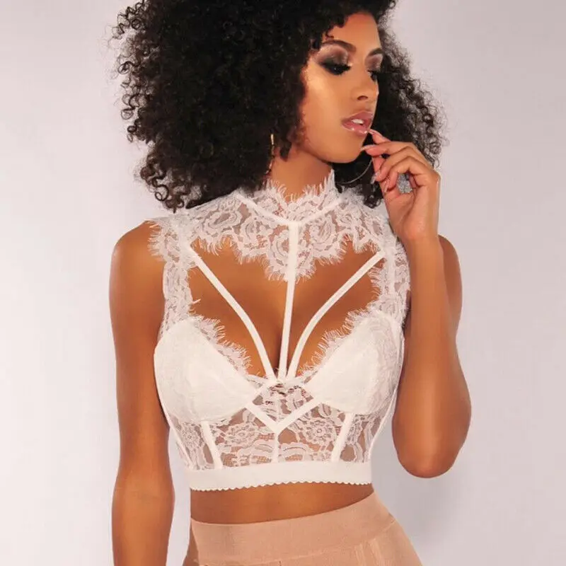 

Sexy Women Lace Floral Bralette Bralet Bra Bustier Crop Top Cami Unpadded Tanks Vests Lady Summer Casual Tank Tops
