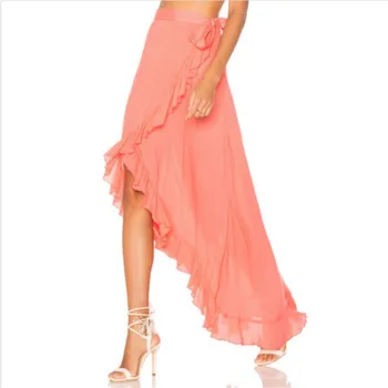 

Chiffon Skirt Women High Waist Beach Wrap Maxi Skirts Split 2018 Summer Long Bottoms One Size