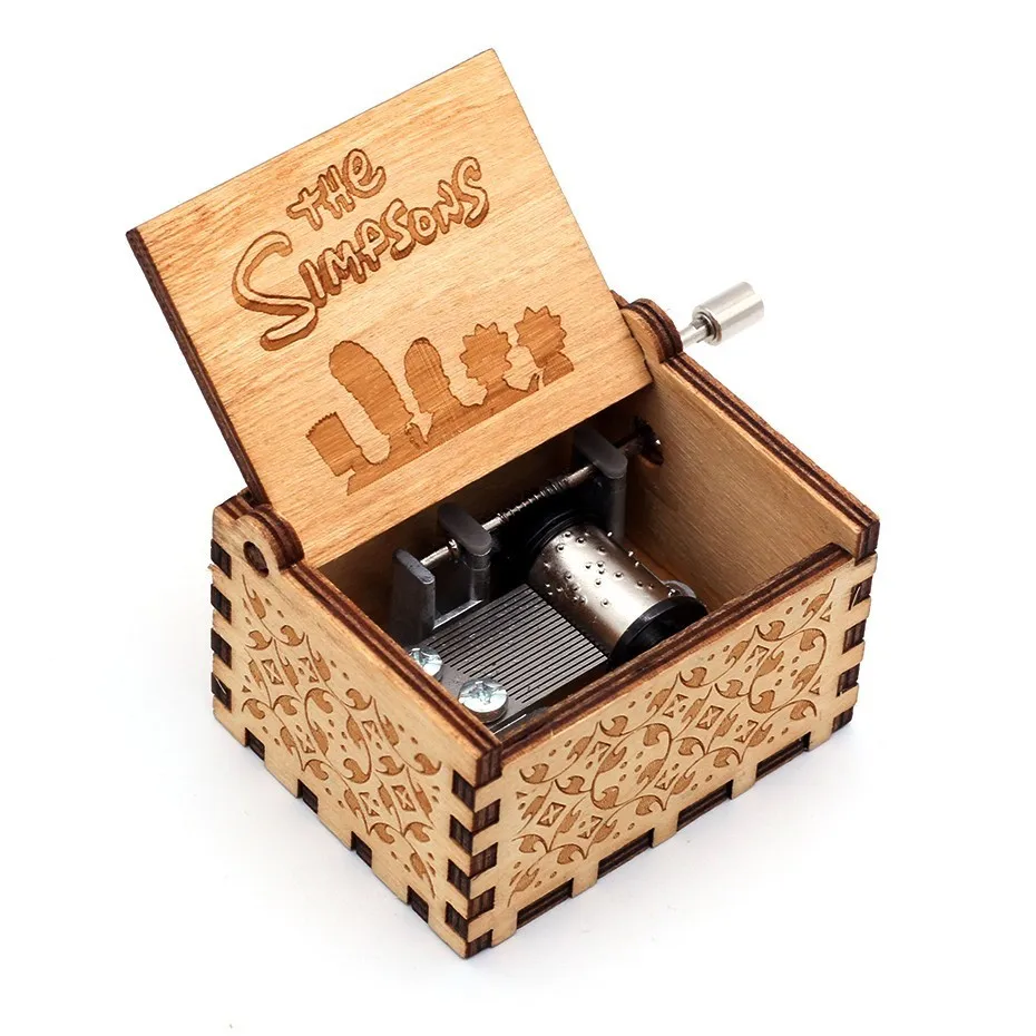 

High Quality Wood Music Box Simpson Caixinha De Musica Island Princess Star Wars RainBow Birthday Party Christmas Gift