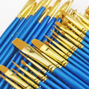 

50PCS Wooden Handle Nylon Hair Fine Detail Paint Brush Paintbrushes Set for Acrylic Watercolor Oil Painting