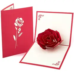 PPYY новый-2 шт. всплывающие карты красная роза Подарочная открытка ручной работы на День святого Валентина День матери юбилей спасибо