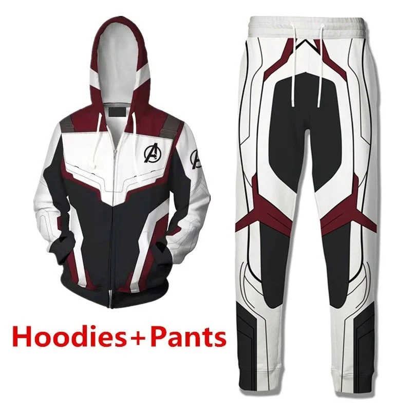 

Cosplay Endgame 3D Print Zipper Hoodie Super Hero Uniform Hoodies Sweatpants Quantum Realm Cosplay Costume for Adult