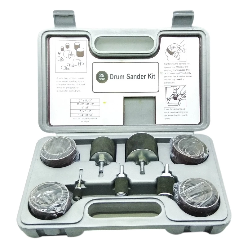 

THGS 25pcs/set Sanding Drum Set Drum Sander Kit Including Abrasive sleeves drum rubber Mandrels for Drill press woodworking ki