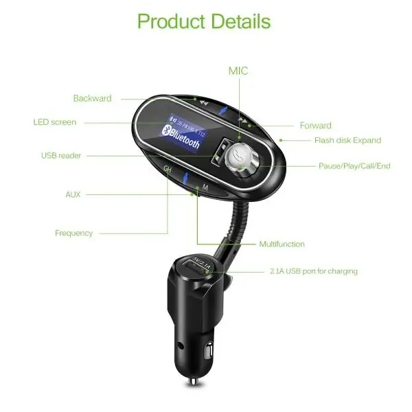 HEVXM T12 Bluetooth передатчик громкой связи автомобильный комплект беспроводной FM
