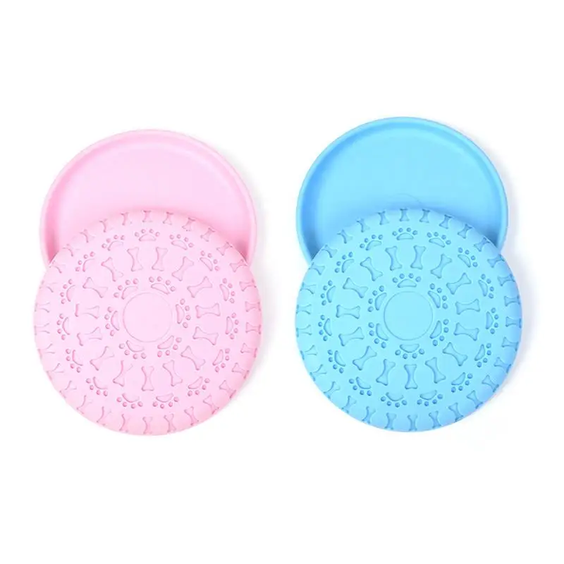 TPR ثنائي استخدام تحلق القرص تغذية التدريب دمية مطاطية للكلب الماسك الحيوانات الأليفة لعبة مع الأخدود عدم الانزلاق دغة مقاومة القرص