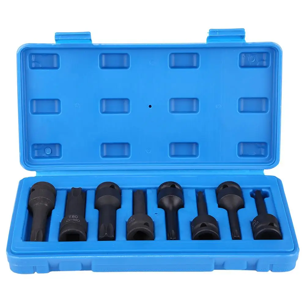

8Pcs 1/2" Inch Drive Torx Star Socket Bit Set with 1/2inch drive T30-T80 Chrome-Molybdenum Steel for ratchets and breaker bars