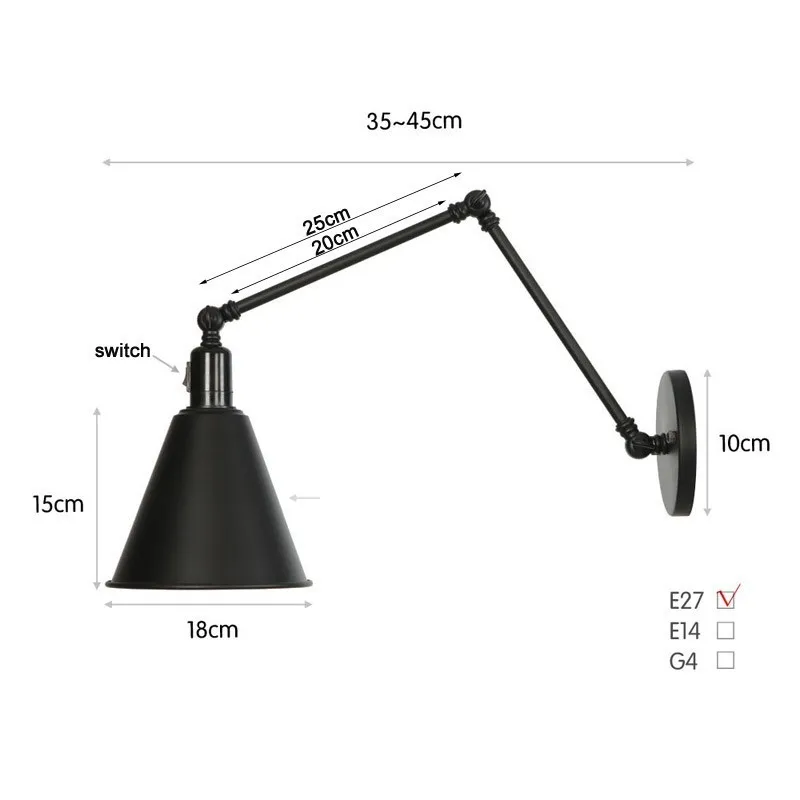  modern Adjustable Long Swing Arm Wall Light Fixture Edison Retro Vintage Wall Lamp Loft Style Indus - 32829603906