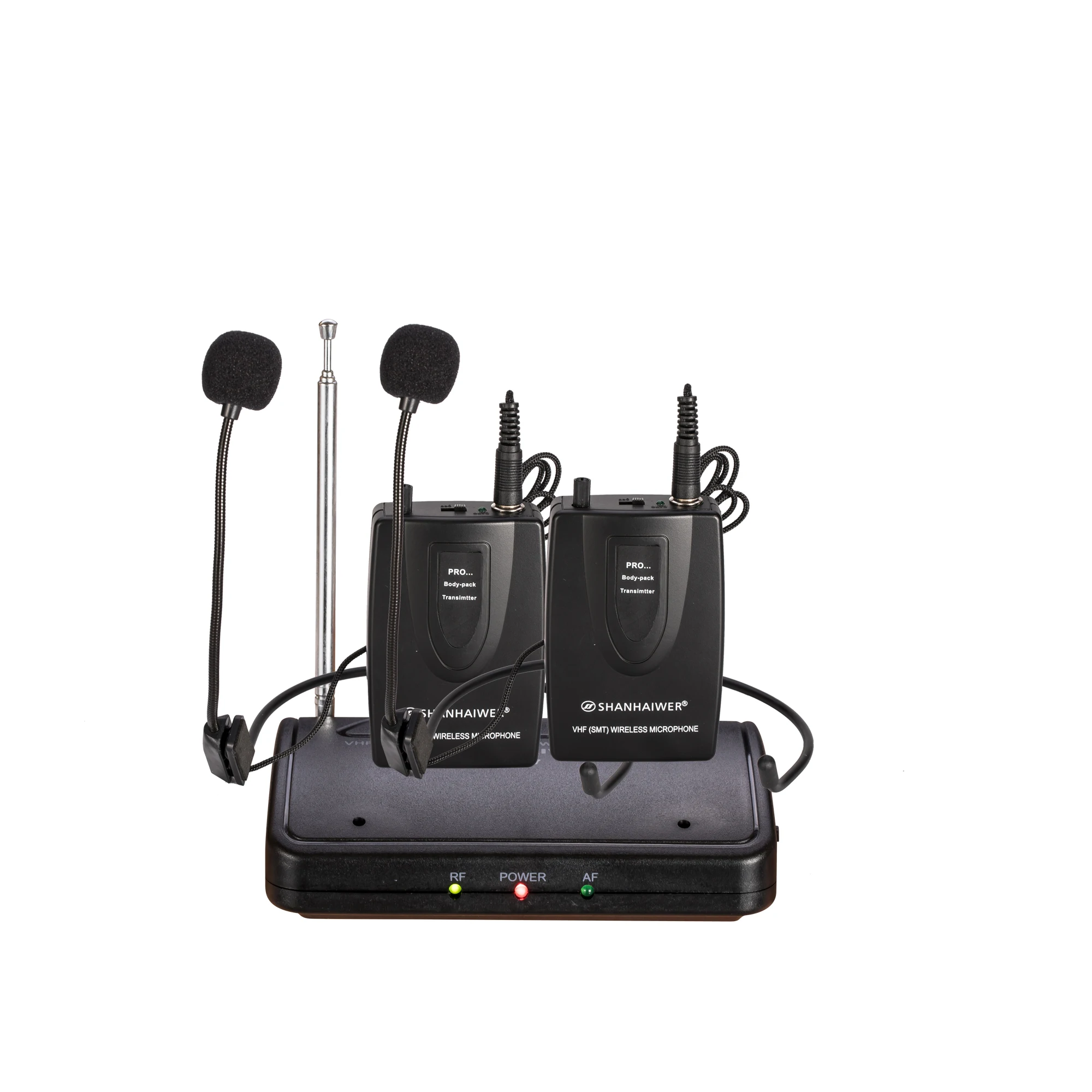 VHF dual channel headset wireless microphone kit Built in battery or