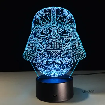 

Star War Figure Darth Vader 3D Led 7 Colors Sleeping Night light Touch Senser USB Table Illusion Mood Dimming Lamp AW-200