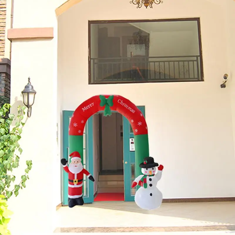 

Christmas Garden Decorations Venue Arrangement Props Inflatable Christmas Arch Santa Snowman With LED Lights