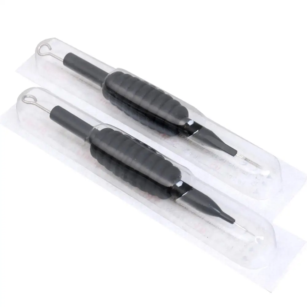 Pretas da Agulha Descartáveis da Tatuagem Apertos com Agulhas & do Tubo da Tatuagem do Aperto do Silicone dos Pces Pontas - 4 Tubos 30 rl 19mm 3 5 30 pontas pretas da agulha & do