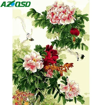 

AZQSD Oil Painting By Numbers Paint Subshrubby Peony Flower Canvas Picture Hand Painted Oil Painting Home Decoration SZYH6238