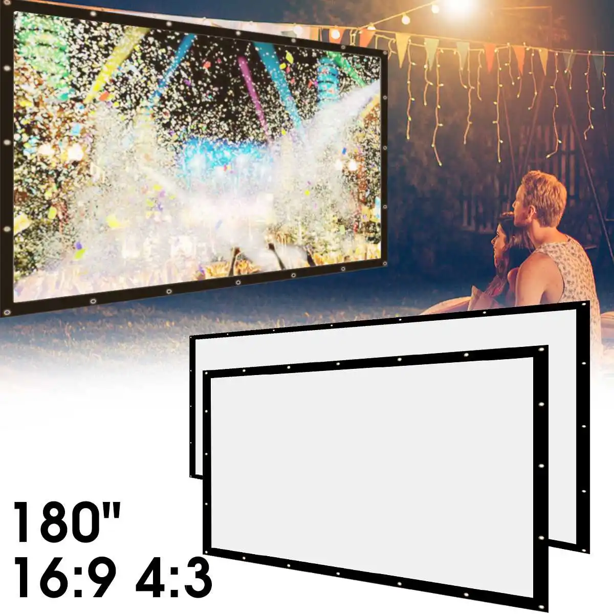 

4:3 180 inch Portable Foldable Projection Screen 3D HD Home Theater Outdoor Cinema Canvas LCD LED Projector Accessories