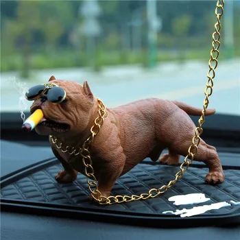 

Bully Pitbull Simulated Car Dog Dolls Ornaments Pendant Automobiles Interior Decoration Ornaments Toys Gift Car Accessories