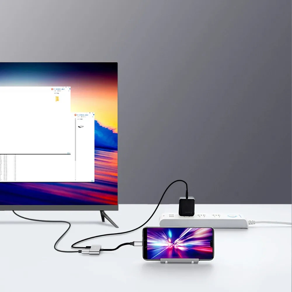 

ROCK USB C to HDMI 4K Cable Phone adapter Type C HDMI Thunderbolt 3 for Huawei mate 20 For MacBook pro for galaxy S10 HDMI USB-C