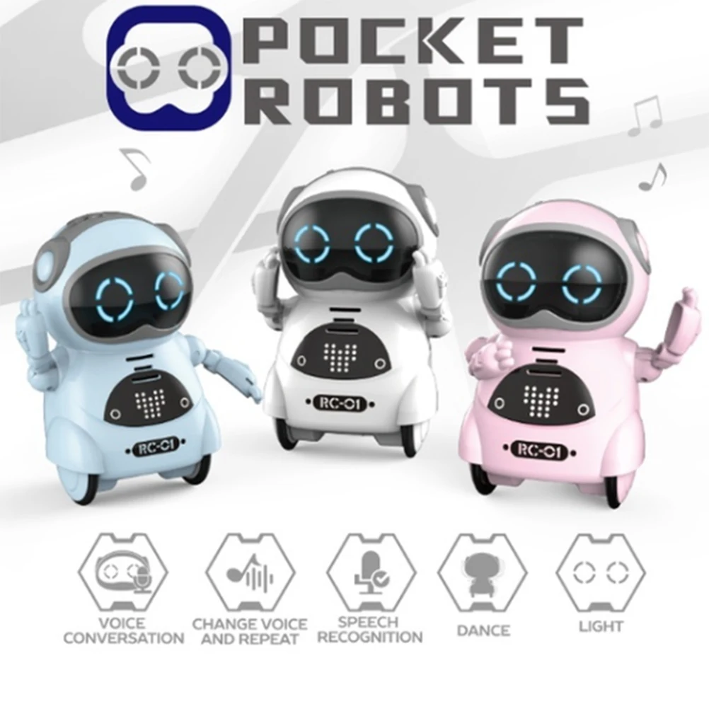 Mini Pocket Smart Robot Multi-Functional Voice Dialogue Light Dance Robot Toy RC Robot Age 8 Kids Funny Toys Kids Gift