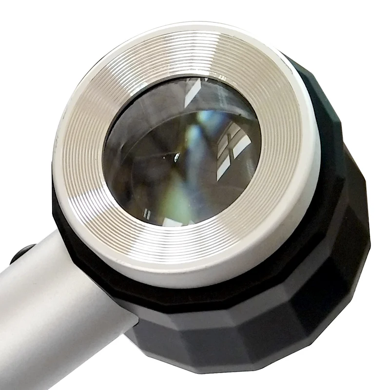 10X Handheld Magnifier LED Illuminated Metal Magnifying Glass with Measuring Scale and 3LED Lights Lighting Reading Checking