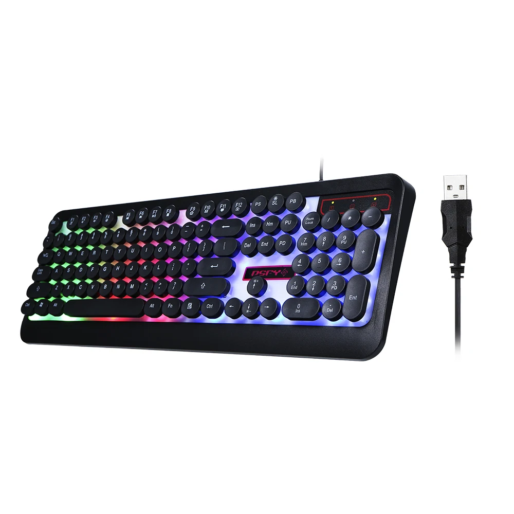 

Rainbow LED Backlit Gaming Keyboard Illuminated 104 keys Keyboard Ergonomic Design Office Work Keyboard for PC Laptop
