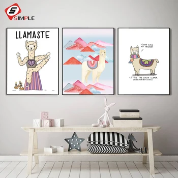 

Cartoon Llama Family Wall Art Canvas Posters And Prints Canvas Painting Wall Pictures For Kids Bedroom Nordic Decoration Home