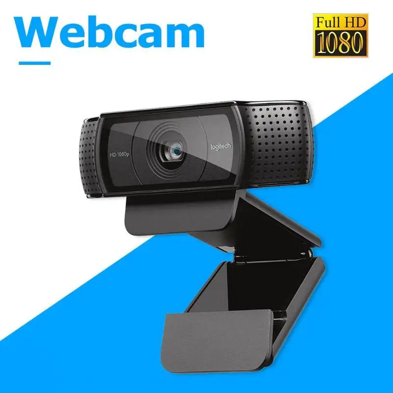 Веб-камера logitech C920 Full HD 1080P для записи видео с автоматической фокусировкой, камера с микрофоном для Youtube, аксессуары для студии