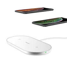 Heecavs Aluminium QI Dual Wireless Charger for Apple IPhone 7 5W 10W Universal Fast Charger Pad