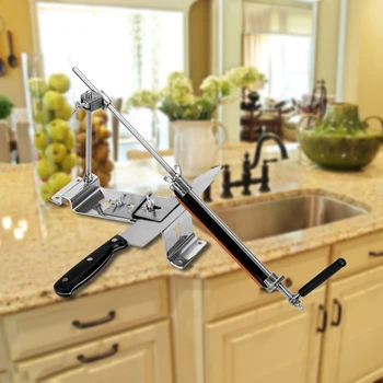 

Kitchen Sharpening System Tools All Iron Steel Knife Sharpener with 4 Stones Whetstone Professional Fix-angle