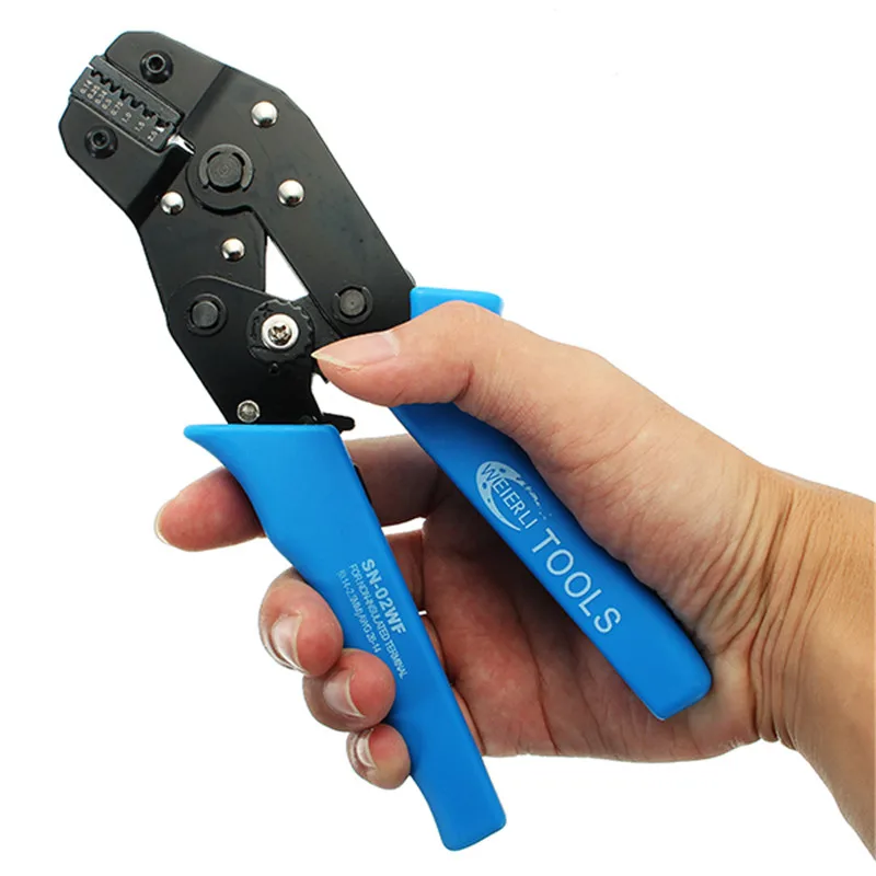 

New SN-02WF Mini European Style Crimping Plier Ratchet Type Terminal Crimping Tool 0.14-2.5mm2 Length 190mm