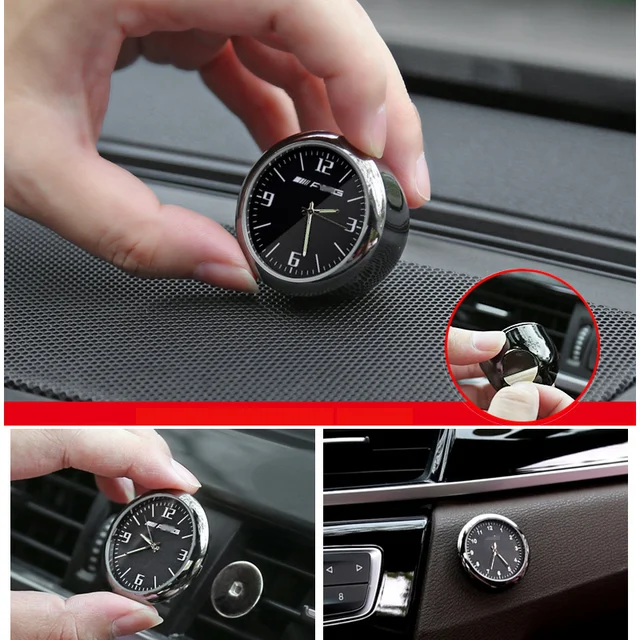Car Clock Quartz Watch Accessories Round Needle Type Noctilucent Car Clock for Mercedes Benz AMG