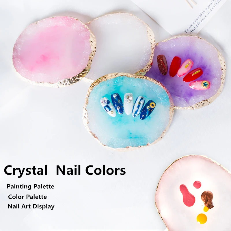 

Agate Nail Palette Board Natural Resin Varnish Color Showing Shelf Manicure Tool Gel Polish Painting Supply Nail Art Palette