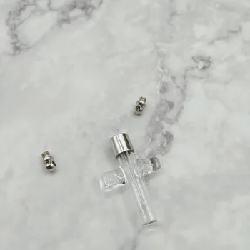 

100pcs/lot cross shape SCREW CAP glass vial pendant Miniature Wishing Bottle clear oil charm name or rice art diy locket vials